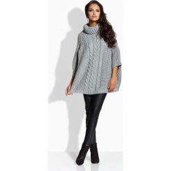 Jasnoszary Sweter A’la Ponczo z Golfem. Swetry damskie Molly.pl. Za 121.90 zł.
