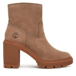 Botki Timberland. Brązowe botki damskie Timberland, bez obcasa, na słupku, bez zapięcia. Za 599.99 zł.