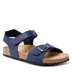 Sandały Geox. Niebieskie sandały chłopięce Geox, bez zapięcia. Za 229.99 zł.