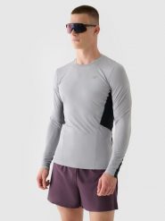 4F Longsleeve do biegania szybkoschnący męski - szary XXL. Szare koszulki sportowe męskie 4f, m, bez wzorów, z dzianiny, klasyczne, bez kołnierzyka. W wyprzedaży za 59.99 zł.