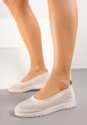 Beżowe Tenisówki z Siateczkową Cholewką Avisela. Brązowe trampki i tenisówki damskie Born2be, bez wzorów, z jeansu, bez zapięcia. Za 44.99 zł.