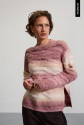 Sweter ombre różowy. Czerwone swetry damskie MOODO, l, bez wzorów, z poliamidu, bez kołnierzyka, bez ramiączek, bez kaptura. Za 159.99 zł.