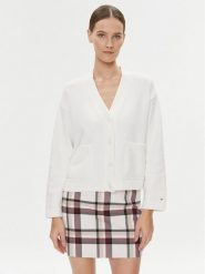 Tommy Hilfiger Kardigan WW0WW39015 Écru Relaxed Fit. Kardigany damskie Tommy Hilfiger, l, bez wzorów, z syntetyku, bez kołnierzyka, bez ramiączek, bez kaptura. Za 439.99 zł.