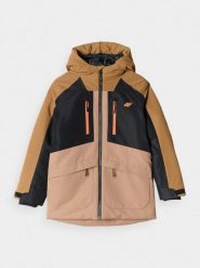 4F Kurtka snowboardowa membrana 10000 chłopięca - brązowa 158 (12-13 lat). Brązowe kurtki i płaszcze dla chłopców 4f, na zimę, bez wzorów, z dzianiny, klasyczne, z kapturem. W wyprzedaży za 199.99 zł.