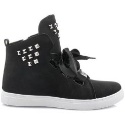 Czarne Zamszowe Botki Kokardki TL0149-2 Czarny. Czarne trampki i tenisówki dziewczęce ButyModne, bez wzorów, z zamszu, bez zapięcia. Za 65.00 zł.