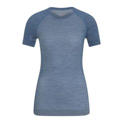 Koszulka damska Falke Wool-Tech Light. Niebieskie koszulki sportowe damskie Falke, bez wzorów, bez kołnierzyka, bez ramiączek. Za 390.00 zł.
