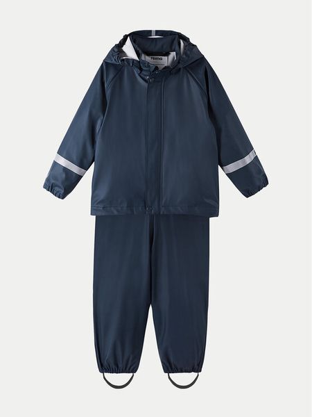 Reima Komplet przeciwdeszczowy Tihku 5100021A Granatowy Regular Fit. Niebieskie kurtki i płaszcze dla chłopców Reima, bez wzorów, z syntetyku, sportowe, bez kaptura. Za 189.99 zł.