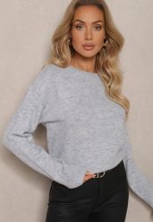 Jasnoniebieski Sweter z Domieszką Wełny Torissia. Niebieskie swetry damskie Renee, na zimę, bez wzorów, z wełny, casualowe, bez kołnierzyka, bez ramiączek, bez kaptura. Za 129.99 zł.