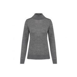 Damski sweter z merynosów z golfem Kariban Premium. Szare swetry damskie KARIBAN, xl, bez wzorów, z tkaniny, eleganckie, bez kołnierzyka, bez ramiączek, bez kaptura. Za 299.00 zł.