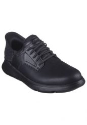 Buty do chodzenia męskie Skechers Garza Gervin Blac. Czarne eleganckie półbuty Skechers, z materiału, biznesowe, bez zapięcia. Za 319.00 zł.