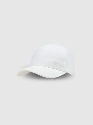 4F Czapka z daszkiem strapback uniseks - biała L/XL. Białe czapki i kapelusze damskie 4f, na lato, bez wzorów, z bawełny, sportowe. W wyprzedaży za 39.99 zł.