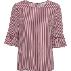 Bluzka w paski z rozkloszowanymi rękawami bonprix czerwony klonowy - biały w paski. T-shirty damskie bonprix. Za 49.99 zł.