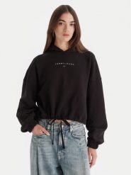 Tommy Jeans Bluza Bling Linear DW0DW21607 Czarny Regular Fit. Czarne bluzy damskie Tommy Jeans, m, bez wzorów, z bawełny, bez kaptura. Za 389.99 zł.