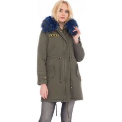 Parka w kolorze granatowo-khaki. Brązowe parki damskie Denim Culture, l, bez wzorów, z bawełny, bez kaptura. W wyprzedaży za 132.95 zł.