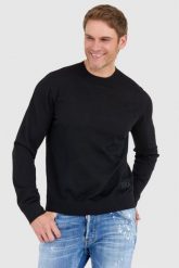 DSQUARED2 Czarny sweter męski ibra. Czarne swetry przez głowę męskie Dsquared2, l, bez wzorów, bez kołnierzyka. W wyprzedaży za 799.99 zł.