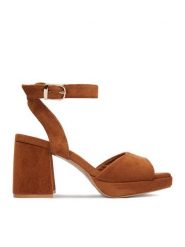 DeeZee Sandały CEO-HY3065-2 Brązowy. Brązowe sandały damskie DeeZee, bez wzorów, z materiału, bez obcasa, na słupku, bez zapięcia. Za 139.99 zł.