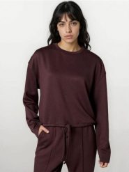 Bluza crewneck z domieszką wiskozy - brązowy. Brązowe bluzy damskie Sinsay, l, bez wzorów, z wiskozy, bez kaptura. Za 49.99 zł.