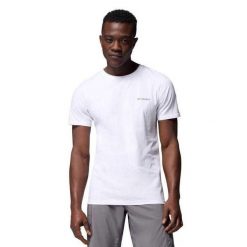 T-shirt Męski Z Nadrukiem Na Plecach Rapid Ridge. Białe koszulki sportowe męskie Columbia, m, bez wzorów, bez kołnierzyka, bez ramiączek, trekkingowe. Za 145.99 zł.