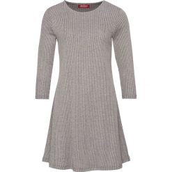 Sukienka shirtowa, rozkloszowana, rękawy 3/4 bonprix szary melanż. Szare sukienki damskie bonprix, melanż. Za 54.99 zł.