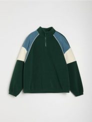 Rozpinana bluza polarowa bez kaptura - zielony. Zielone bluzy męskie Sinsay, l, bez wzorów, z polaru, bez kaptura. Za 59.99 zł.