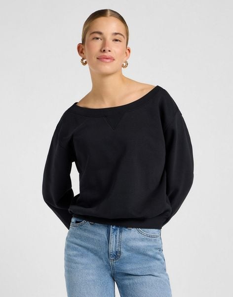 DAMSKA BLUZA LEE OFF SHOULDER SWS UNIONALL BLACK 112371335. Czarne bluzy damskie Lee, l, bez wzorów, bez kaptura. Za 169.99 zł.