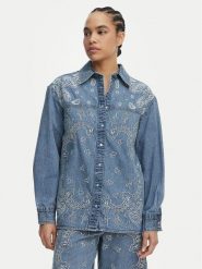 Liu Jo Koszula jeansowa UA6145 D0313 Niebieski Regular Fit. Niebieskie bluzki damskie Liu Jo, bez wzorów, z bawełny, bez kołnierzyka, bez ramiączek. Za 729.99 zł.