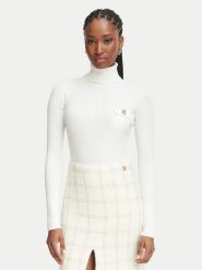 Elisabetta Franchi Golf MK-05B-66E2-V350 Biały Slim Fit. Białe swetry damskie Elisabetta Franchi, bez wzorów, z lyocellu, bez kołnierzyka, bez ramiączek, bez kaptura. Za 1,499.00 zł.