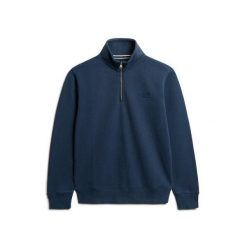 Bluza Superdry Essential Logo Henley. Niebieskie bluzy męskie Superdry., xl, bez wzorów, prążkowane, bez kaptura. Za 313.95 zł.