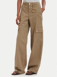 MICHAEL Michael Kors Spodnie cargo MT631013X6 Beżowy ciemny Wide Leg. Brązowe spodnie materiałowe damskie MICHAEL Michael Kors, bez wzorów, z bawełny. Za 879.99 zł.
