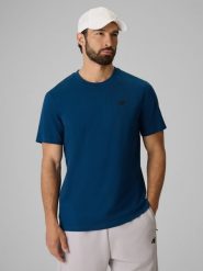 4F T-shirt regular gładki męski - granatowy XXL. Niebieskie t-shirty męskie 4f, m, bez wzorów, z bawełny, biznesowe, bez kołnierzyka. Za 49.99 zł.