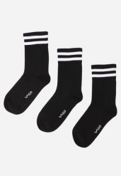 Czarne 3-pack Skarpety za Kostkę z Bawełną i Ozdobnymi Paskami Jellik. Czarne skarpety damskie Renee, bez wzorów, z bawełny. Za 29.99 zł.