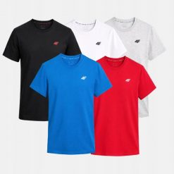 T-SHIRT MĘSKI 4F KOSZULKA ZESTAW KOMPLET 5PAK TTSHM3341. Koszulki sportowe męskie 4f, m, bez wzorów, z bawełny, bez kołnierzyka, bez ramiączek, na fitness i siłownię. Za 116.00 zł.
