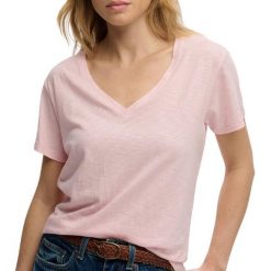 Koszulka damska Superdry Studios Slub. Czerwone t-shirty damskie Superdry., l, bez wzorów, z bawełny, klasyczne, bez kołnierzyka. Za 139.35 zł.