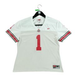 Second life - Koszulka Nike Ohio State Buckeyes - Stan bardzo dobry. Białe koszulki sportowe damskie Nike, m, bez wzorów, bez kołnierzyka, bez ramiączek, do piłki nożnej. Za 123.50 zł.