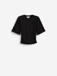 T-shirt z poduszkami na ramionach - czarny. Czarne t-shirty damskie Reserved, l, bez wzorów, z dzianiny, bez kołnierzyka. Za 99.99 zł.