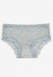 Jasnoniebieskie Bawełniane Majtki Figi z Koronką Wexne. Niebieskie figi damskie Born2be, l, bez wzorów, z bawełny. Za 4.99 zł.