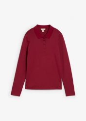 Koszulka polo z grubej bawełny organicznej. Białe bluzki damskie bonprix, bez wzorów, z bawełny, bez kołnierzyka, bez ramiączek. Za 67.99 zł.