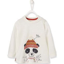 Bluza "Panda" w kolorze kremowym. Białe bluzy dla niemowląt Vertbaudet Boys, z aplikacjami, z bawełny, bez ramiączek, bez kaptura. W wyprzedaży za 29.95 zł.
