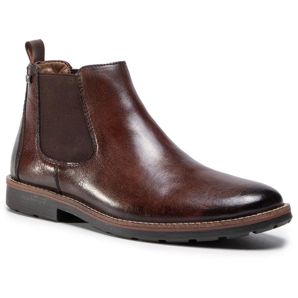 Sztyblety Rieker. Brązowe botki męskie Rieker, bez wzorów, bez zapięcia. Za 419.99 zł.
