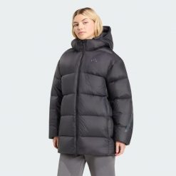 Puchowa kurtka parka Z.N.E. Czarne kurtki damskie Adidas, l, bez wzorów, z materiału, bez kaptura. Za 1,229.00 zł.