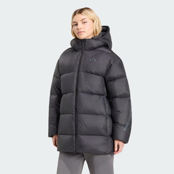Puchowa kurtka parka Z.N.E. Czarne kurtki damskie Adidas, l, bez wzorów, z materiału, bez kaptura. Za 1,229.00 zł.