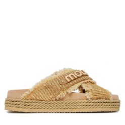 Klapki Mou. Brązowe klapki damskie Mou, bez wzorów, bez obcasa. Za 859.99 zł.