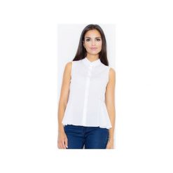 Koszula M357 Biały. Białe koszule damskie Figl, z bawełny, eleganckie, bez rękawów. Za 89.00 zł.