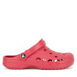 Klapki Crocs. Czerwone klapki damskie Crocs, bez wzorów, bez obcasa. Za 199.99 zł.