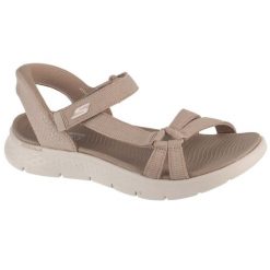 Sandały damskie, Slip-Ins: Go Walk Flex Sandal - Illuminate. Brązowe trampki i tenisówki damskie Skechers, bez wzorów, bez zapięcia. Za 310.99 zł.