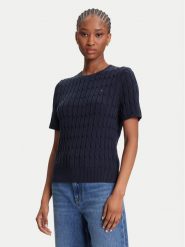 Tommy Hilfiger Sweter WW0WW45656 Granatowy Regular Fit. Niebieskie swetry damskie Tommy Hilfiger, l, bez wzorów, z bawełny, bez kołnierzyka, bez ramiączek, bez kaptura. Za 359.99 zł.