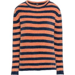 Sweter z szenili bonprix ciemnoniebiesko-miedziany metaliczny w paski. Swetry damskie marki bonprix. Za 79.99 zł.