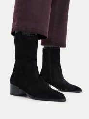 Lasocki Botki CEO-WI40-FRETTA-01 Czarny. Czarne botki damskie Lasocki, ze skóry, bez obcasa, na słupku, bez zapięcia. Za 279.99 zł.