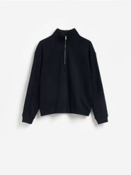 Bluza ze stójką - granatowy. Niebieskie bluzy męskie Reserved, l, bez wzorów, z bawełny, bez kaptura. Za 129.99 zł.