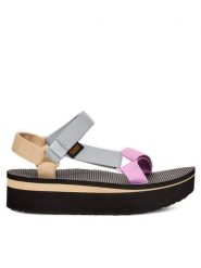 Teva Sandały Flatform Universal 1008844 Szary. Szare sandały damskie Teva, bez wzorów, z materiału, bez obcasa, na koturnie, bez zapięcia. Za 349.99 zł.